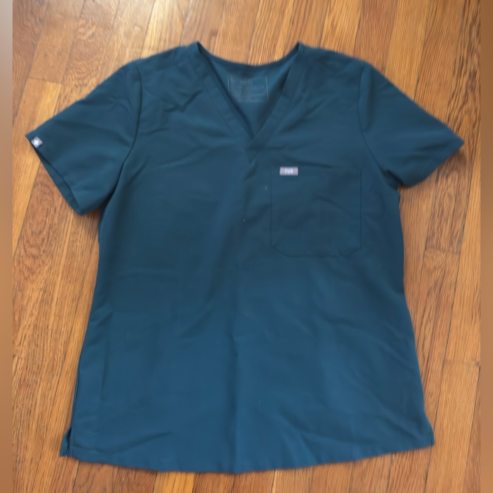 Figs Blue Short Sleeve Tee Smooth Fabric